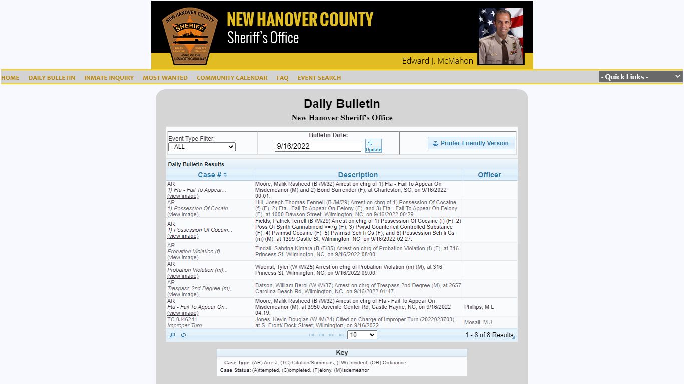 New Hanover Sheriff's Office P2C - New Hanover County, North Carolina